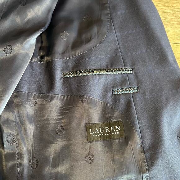 Lauren Ralph Lauren Ultraflex LONG Wool Blend 2 Button Suit Blazer Blue 46L - Picture 6 of 13